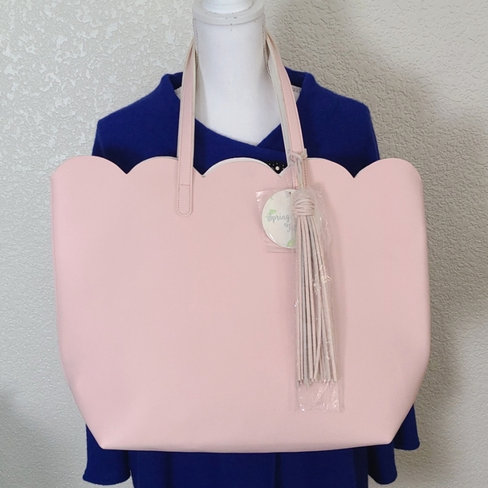 NWT Pink Petal Top Tote with Tassel